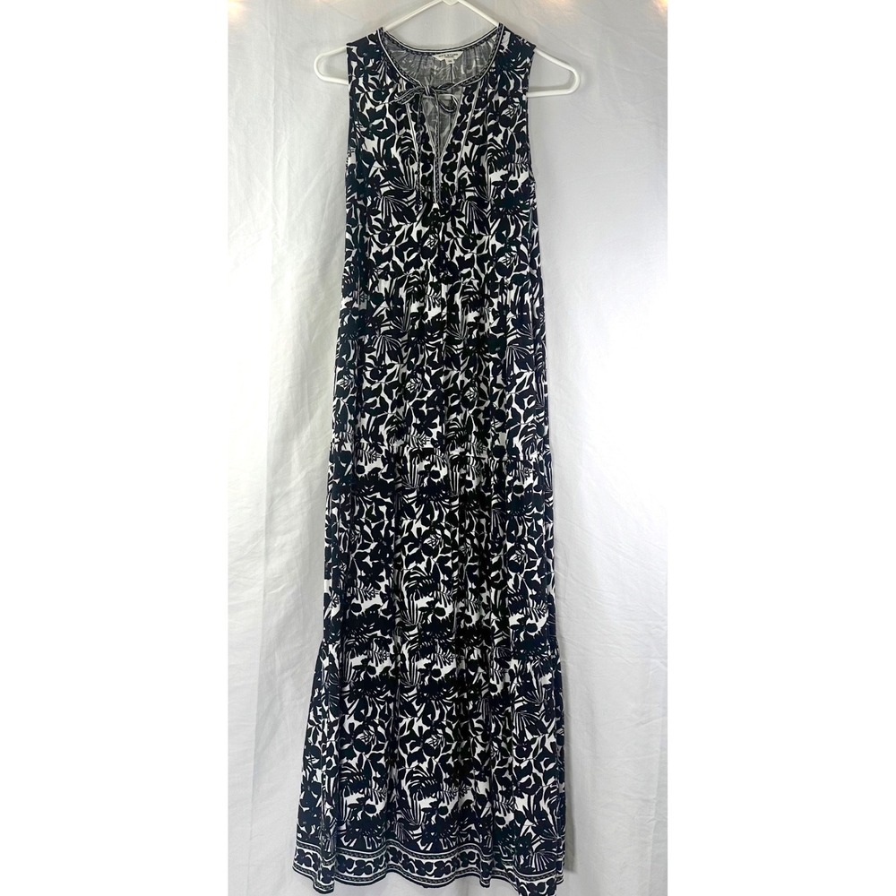 Max Studio Boho Floral Tiered Sleeveless Maxi Dress Womens XS Tropical Sundress